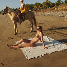 Load image into Gallery viewer, Sad Happy Lightweight Beach Blanket - Cream | Evan Mock x Slowtide