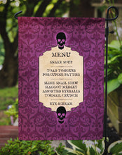 Load image into Gallery viewer, Goulish Menu including Eye Screen and Snake soup Halloween Garden Flag – Decorative Outdoor Yard Flag