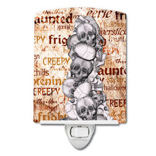 Load image into Gallery viewer, Creepy, Haunted and Frightful with skulls Halloween Ceramic Night Light SB3012CNL