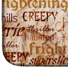 Load image into Gallery viewer, Creepy, Haunted and Frightful with skulls Halloween Dish Drying Mat – Absorbent, Artistic Kitchen Essentials SB3012DDM