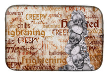Load image into Gallery viewer, Creepy, Haunted and Frightful with skulls Halloween Dish Drying Mat – Absorbent, Artistic Kitchen Essentials SB3012DDM