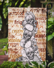 Load image into Gallery viewer, Creepy, Haunted and Frightful with skulls Halloween Garden Flag – Decorative Outdoor Yard Flag