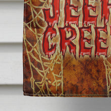 Load image into Gallery viewer, Jeepers Creepers with Bat and Spider web Halloween Flag Canvas House Size
