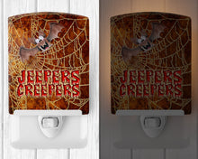 Load image into Gallery viewer, Jeepers Creepers with Bat and Spider web Halloween Ceramic Night Light SB3018CNL