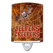 Load image into Gallery viewer, Jeepers Creepers with Bat and Spider web Halloween Ceramic Night Light SB3018CNL