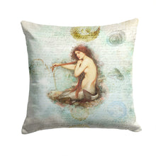 Load image into Gallery viewer, Mermaids and Mermen Throw Pillow - 14x14 Decorative Pillow – Art for Your Home &amp; Patio