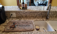 Load image into Gallery viewer, Rodeo Cowgirl Barrel Racer Dish Drying Mat – Absorbent, Artistic Kitchen Essentials SB3055DDM