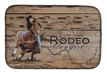 Load image into Gallery viewer, Rodeo Cowgirl Barrel Racer Dish Drying Mat – Absorbent, Artistic Kitchen Essentials SB3055DDM