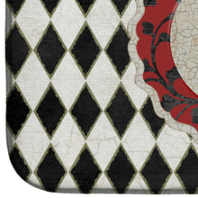 Load image into Gallery viewer, Rooster Harlequin Black and white Dish Drying Mat – Absorbent, Artistic Kitchen Essentials SB3086DDM