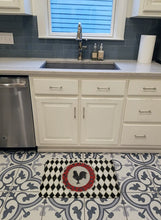 Load image into Gallery viewer, Rooster Harlequin Black and white Machine Washable Memory Foam Mat SB3086RUG
