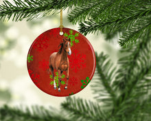 Load image into Gallery viewer, Horse Red Snowflakes Holiday Christmas  Ornament - Round Ceramic Ornament – Artist-Designed Keepsake Decoration SB3128CO1