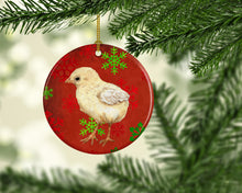 Load image into Gallery viewer, Baby Chick Red Snowflakes Holiday Christmas  Ornament - Round Ceramic Ornament – Artist-Designed Keepsake Decoration SB3130CO1