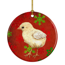 Load image into Gallery viewer, Baby Chick Red Snowflakes Holiday Christmas  Ornament - Round Ceramic Ornament – Artist-Designed Keepsake Decoration SB3130CO1