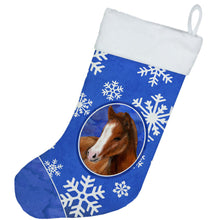 Load image into Gallery viewer, Horse Foal Winter Snowflakes Holiday Christmas Stocking SB3142-CS