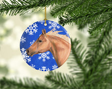Load image into Gallery viewer, Horse Winter Snowflakes Holiday Ornament - Round Ceramic Ornament – Artist-Designed Keepsake Decoration SB3145CO1