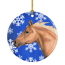 Load image into Gallery viewer, Horse Winter Snowflakes Holiday Ornament - Round Ceramic Ornament – Artist-Designed Keepsake Decoration SB3145CO1