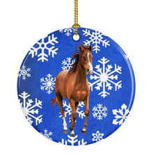 Load image into Gallery viewer, Horse Winter Snowflakes Holiday Ornament - Round Ceramic Ornament – Artist-Designed Keepsake Decoration SB3150CO1