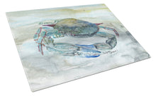 Load image into Gallery viewer, Blue Crab Watercolor Glass Cutting Boards – Durable, Decorative Kitchen Art Large SC2003LCB