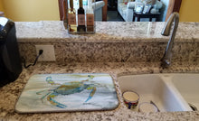 Load image into Gallery viewer, Blue Crab #2 Watercolor Dish Drying Mat – Absorbent, Artistic Kitchen Essentials SC2004DDM
