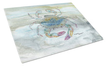 Load image into Gallery viewer, Female Blue Crab Watercolor Glass Cutting Boards – Durable, Decorative Kitchen Art Large SC2005LCB