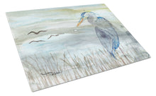 Load image into Gallery viewer, Blue Heron Watercolor Glass Cutting Boards – Durable, Decorative Kitchen Art Large SC2007LCB