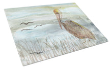 Load image into Gallery viewer, Brown Pelican Watercolor Glass Cutting Boards – Durable, Decorative Kitchen Art Large SC2009LCB