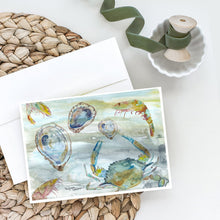 Load image into Gallery viewer, Crab, Shrimp and Oyster Watercolor Greeting Cards -  Blank Note Cards – 8-Pack of Artist-Designed Cards with Envelopes