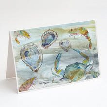 Load image into Gallery viewer, Crab, Shrimp and Oyster Watercolor Greeting Cards -  Blank Note Cards – 8-Pack of Artist-Designed Cards with Envelopes