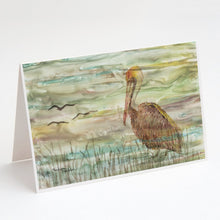 Load image into Gallery viewer, Brown Pelican Sunset Greeting Cards -  Blank Note Cards – 8-Pack of Artist-Designed Cards with Envelopes