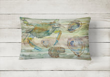 Load image into Gallery viewer, Crab, Shrimp and Oyster Sunset Canvas Fabric Decorative Pillow SC2017PW1216