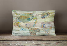 Load image into Gallery viewer, Crab, Shrimp and Oyster Sunset Canvas Fabric Decorative Pillow SC2017PW1216