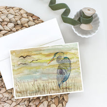 Load image into Gallery viewer, Blue Heron Yellow Sky Greeting Cards -  Blank Note Cards – 8-Pack of Artist-Designed Cards with Envelopes