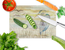 Load image into Gallery viewer, Blue Heron Yellow Sky Glass Cutting Boards – Durable, Decorative Kitchen Art Large SC2020LCB