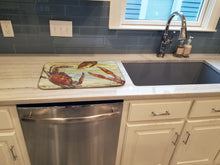 Load image into Gallery viewer, Crab, Shrimp, Oyster Yellow Sky Dish Drying Mat – Absorbent, Artistic Kitchen Essentials SC2023DDM