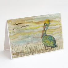 Load image into Gallery viewer, Pelican Yellow Sky Greeting Cards -  Blank Note Cards – 8-Pack of Artist-Designed Cards with Envelopes