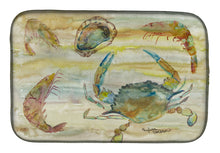 Load image into Gallery viewer, Crab, Shrimp, Oyster Yellow Sky Dish Drying Mat – Absorbent, Artistic Kitchen Essentials SC2026DDM