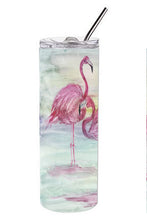 Load image into Gallery viewer, Flamingos Double Walled Stainless Steel 20 oz Skinny Tumbler SC2034TBL20