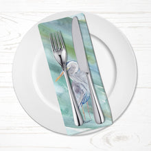 Load image into Gallery viewer, Blue Heron on Blue Cloth Napkin, Fabric Table Napkin, Reusable, printed in the USA SC2047NAP