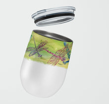 Load image into Gallery viewer, Dragonflies Stainless Steel 12 oz Stemless Wine Glass