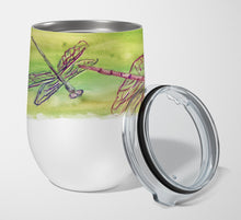 Load image into Gallery viewer, Dragonflies Stainless Steel 12 oz Stemless Wine Glass