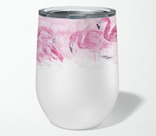 Load image into Gallery viewer, Flamingos Stainless Steel 12 oz Stemless Wine Glass