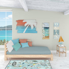 Load image into Gallery viewer, Pelicans, Crabs and Shrimp Floor Runner Mats – 28x58 Indoor/Outdoor Rugs with Artistic Design | Made in the USA