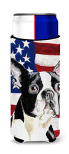 Load image into Gallery viewer, USA American Flag with Boston Terrier Slim Can Hugger – Fun &amp; Functional Drink Coolers SC9001MUK