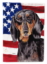 Load image into Gallery viewer, USA American Flag with Dachshund Flag Canvas House Size