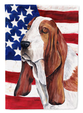 Load image into Gallery viewer, USA American Flag with Basset Hound Flag Canvas House Size