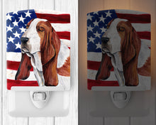Load image into Gallery viewer, USA American Flag with Basset Hound Ceramic Night Light SC9004CNL