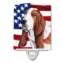 Load image into Gallery viewer, USA American Flag with Basset Hound Ceramic Night Light SC9004CNL