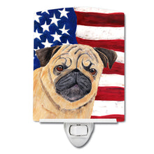 Load image into Gallery viewer, USA American Flag with Pug Ceramic Night Light SC9006CNL