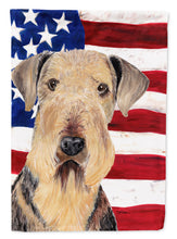 Load image into Gallery viewer, USA American Flag with Airedale Flag Canvas House Size