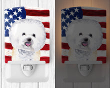 Load image into Gallery viewer, USA American Flag with Bichon Frise Ceramic Night Light SC9014CNL